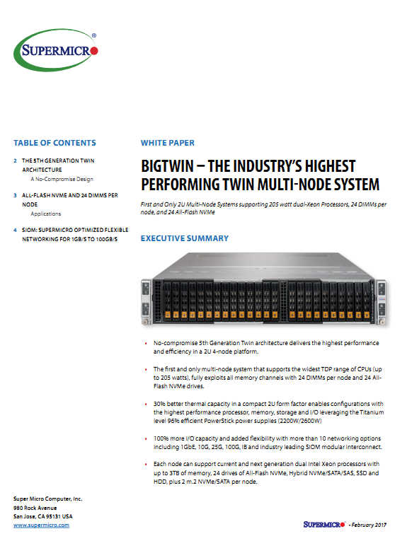 Supermicro BigTwin White Paper