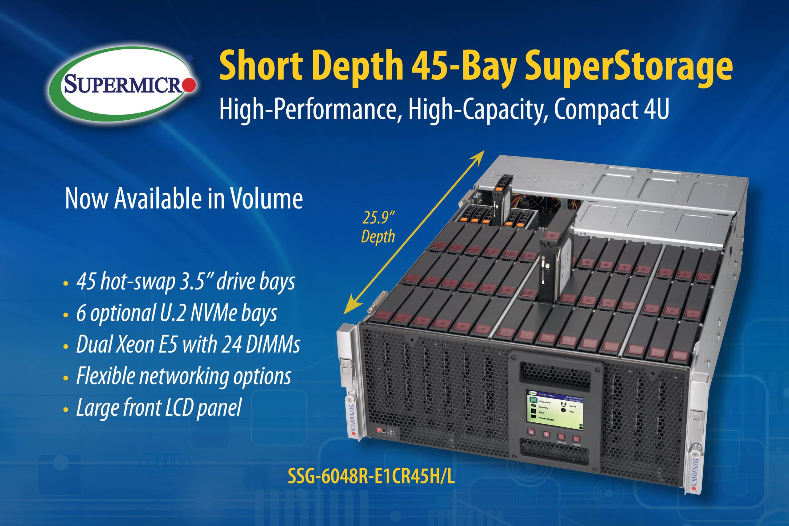 Supermicro 4U Top-Load Storage Servers SSG-6048R-E1CR45H SSG-6048R-E1CR45L