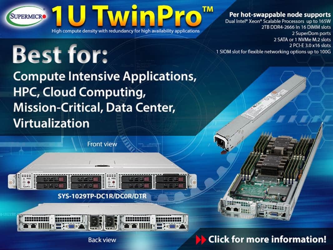 Supermicro X11 1U TwinPro SYS-1029TP-DTR SYS-1029TP-DC0R SYS-1029TP-DC1R